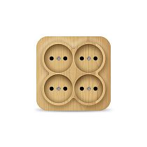 Розетка четырехместная квадратная серия "IONICH", без заземления, открытой установки, 16А, 220В, "сосна" (еврослот)