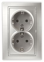 Розетка ЭРА Intro Plano 1-205-03 16А 250В алюминий двойная с заземлением
