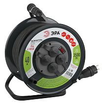 Удлинитель силовой ЭРА с заземлением и выключателем IP44 на металлической катушке 4 розетки 40м КГ 3