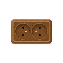 Розетка двухместная серия "Олимп" б/з, о/у, 16А, 220В, бук (еврослот) UNIVERSAL