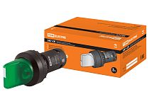 Переключатель на 2 положения с фиксацией SB7-CK2365-24V короткая ручка(LED) d22мм 1з+1р зеленый  TDM