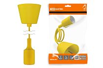 Патрон пластиковый Е27 с подвесом 1 м, желтый  TDM