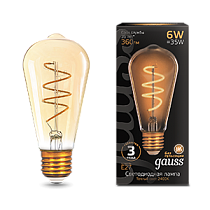Лампа светодиодная Gauss Filament ST64 Flexible E27 6Вт Golden 360lm 2400К