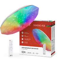 Светильник сд COMFORT DIAMOND-RGB 55Вт 230В 3000-6500K 4400Лм 385x75мм с пультом ДУ IN HOME Светильник сд COMFORT DIAMOND-RGB 55Вт 230В 3000-6500K 4400Лм 385x75мм с пультом ДУ IN HOME