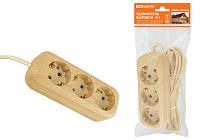 Удлинитель бытовой У03 3 гнезда, 5метров,2П+3, ПВС 3х1мм2 "Эко" (сосна) 16А/250В  TDM