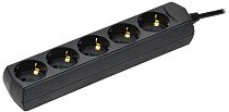 Удлинитель У05 5 мест с заземлением 3м 3х1мм2 10А 250В черный GENERICA IEK