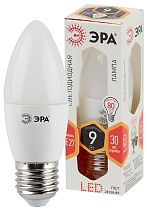 Лампа светодиодная ЭРА STD LED B35-9W-827-E27 свеча теплый белый свет