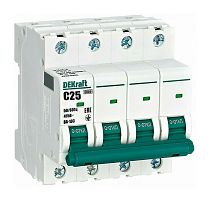 Автоматический выключатель 4Р  25А х-ка C ВА-103 6кА DEKraft
