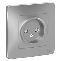 Blanca скрытая установка Алюминий Розетка без заземления со шторками, 16А Systeme Electric (Schneider Electric)