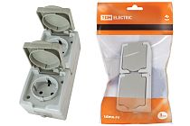 Розетка двойная 2П+З (вертикальная) открытой установки IP54 16А "Вуокса"  TDM