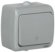 Выключатель проходной одноклавишный 1п ОП Aquatic 10А IP54 ВС-20-1-2-А серая  IEK