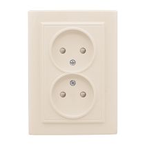 Розетка 2-мест. СП б/з 10А бежевый с защ. штор. Минск EKF