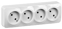 Розетка четырехместная для открытой установки РС24-2-ХБ без заземления 10А GLORY белый  IEK