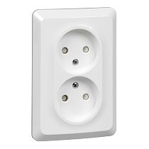 ЭТЮД скрытая установка Белый Розетка двойная без заземления со шторками 16А 250B Systeme Electric (Schneider Electric)