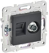 SKANDY Розетка двойная TV+RJ45 кат.6E SK-A15T титан IEK SKANDY Розетка двойная TV+RJ45 кат.6E SK-A15T титан IEK