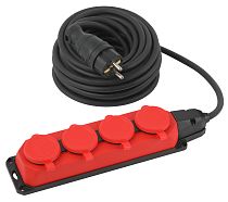 Удлинитель силовой ЭРА UK-4e-3x1,5-10m-IP44(KG) с заземлением 4 розетки каучук 10м КГ 3х1,5мм2 IP44