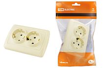 Розетка двойная 2П+3 16А 250В сл. кость "Онега"  TDM