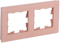 Рамка BRITE двухместная РУ-2-2-БрП стекло персиковый матовый  IEK