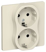 FLITE Розетка 2-местная с заземлением без защитных шторок безвинтовое крепление 16А РС12-1-К-ФлСл сливочный IEK