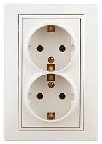 Розетка ЭРА Intro Plano 1-205-02 16А 250В слоновая кость двойная с заземлением