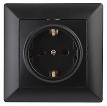 Розетка ЭРА Intro Solo 4-206-05 с заземлением 2P+E Schuko со шторками, 16А-250В, IP20, скрытой установки, антрацит