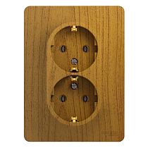 Glossa Дерево Дуб Розетка двойная  с заземлением (в сборе с рамкой) Systeme Electric (Schneider Electric)