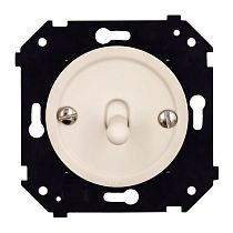 Выключатель одноклавишный (скрытый монтаж), пластик, цвет Песочное золото матовый (тумблерный) Bironi