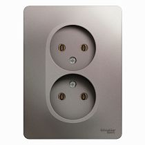 Glossa Платина Розетка двойная без заземления (в сборе с рамкой) Systeme Electric (Schneider Electric) Glossa Платина Розетка двойная без заземления (в сборе с рамкой) Systeme Electric (Schneider Electric)