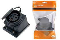 Розетка настенная с загл. наклон. каучук 3Р+РЕ 32А 380В IP44  TDM Розетка настенная с загл. наклон. каучук 3Р+РЕ 32А 380В IP44  TDM