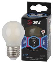 Лампа светодиодная ЭРА F-LED P45-9w-840-E27 frost филамент шар матовый нейтральный белый свет