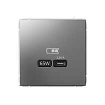 ArtGallery Сталь USB Розетка тип-С 65Вт высокоскор.заряд. QC, PD, механизм Systeme Electric (Schneider Electric)