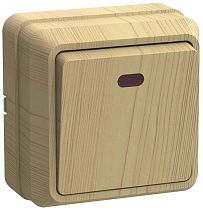 Выключатель одноклавишный ОП Октава 10А IP20 ВС20-1-1-ОС с индикацией сосна  IEK