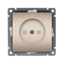 Розетка одноместная UNIVERSAL серия "Афина" без заземления, скрытой установки, с защитными шторками, 16А, 220В, шампань (еврослот)