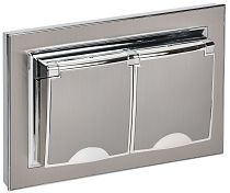 BRITE Розетка 2-местная с заземлением с защитными шторками и крышкой 16А в сборе IP44 РСбш12-3-44-БрГН металл хром/никель IEK