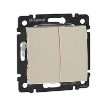 Выключатель двухклавишный в рамку слоновая кость VALENA Legrand