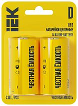 Батарейка щелочная Alkaline LR20/D (2шт/блистер)  IEK