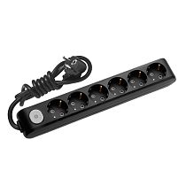 Удлинитель 6 гнезд х 2 метра с заземлением с выключателем черный X-TENDIA Panasonic WLTA04622BL