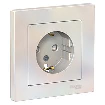 AtlasDesign Жемчуг Розеткас заземлением со шторками, 16А, (в сборе с рамкой) Systeme Electric (Schneider Electric)