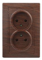Розетка ЭРА Intro Plano 1-204-10 16А 250В венге двойная без заземления