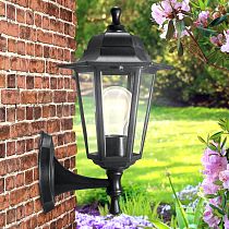 Светильник садово-парковый ЭРА НБУ 06-60-001 "Леда 1" черный, настенный Е27