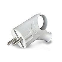 Вилка угловая с ушком с заземлением белая 16А 250В UNIVERSAL