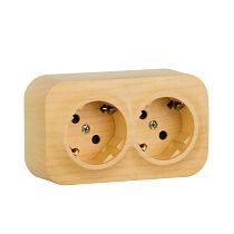 QUTEO Розетка 2-местная для открытой установки с заземлением с защитными шторками с предварительным подключением 16А дерево