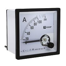 Амперметр AMA-961 аналоговый на панель (96х96) квадратный вырез 1000А трансф. подкл. EKF Амперметр AMA-961 аналоговый на панель (96х96) квадратный вырез 1000А трансф. подкл. EKF