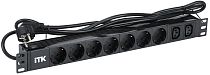 ITK PDU 7 розеток немецкий стандарт + 2 С13 1U кабель 2м IEK