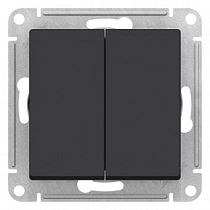 AtlasDesign Карбон Переключатель 2-клавишный перекрестный, 2 x сх. 7, 10АХ, механизм Systeme Electric (Schneider Electric)