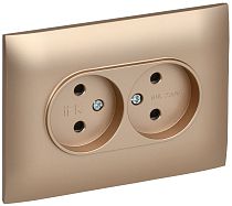 SKANDY Розетка 2-местная без заземления с защитными шторками 10А в сборе SK-R09Sa песочный IEK