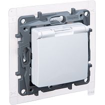 ETIKA Розетка 1-местная с заземлением с защитными шторками и крышкой 16А IP44 белый