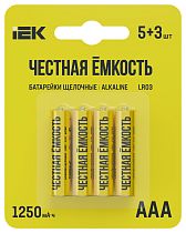 Батарейка щелочная Alkaline LR03/AAA (5+3шт/блистер) ПРОМО IEK