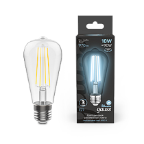 Лампа Gauss Filament ST64 10W 970lm 4100К Е27 LED 1/10/40 Лампа Gauss Filament ST64 10W 970lm 4100К Е27 LED 1/10/40