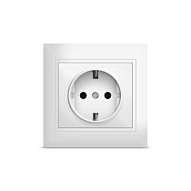 Розетка одноместная серия "Севиль" с/з, с/у, 16А, 220В, белая (еврослот) UNIVERSAL